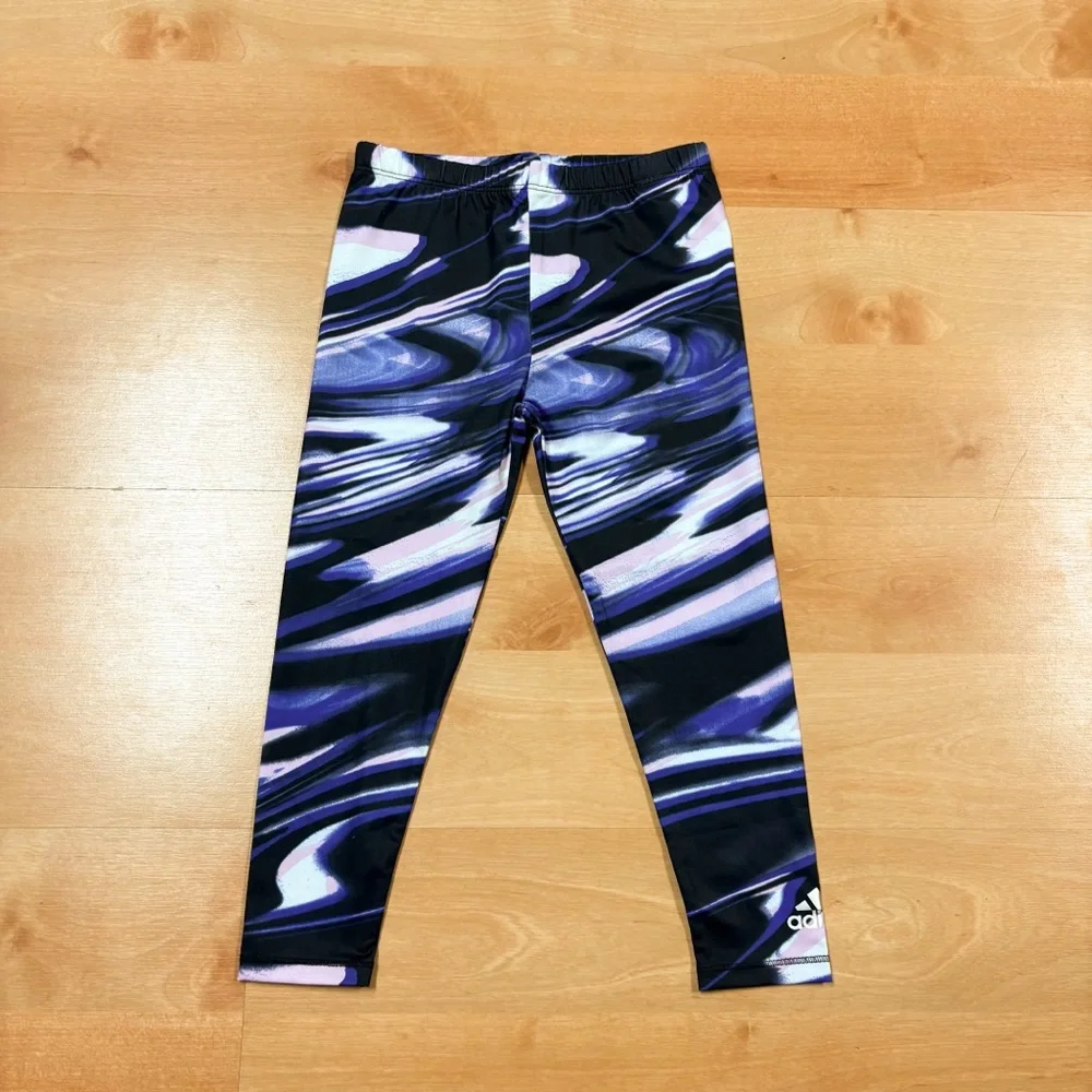 NWT Adidas Pink/Purple & Black 2-Piece Melange Hooded Top & Leggings Size 4